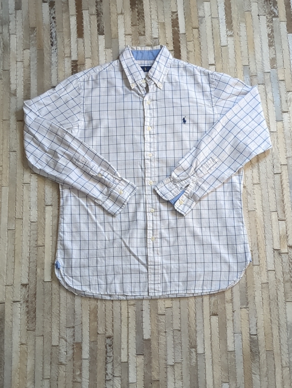 Ralph Lauren Vintage Men's M Blue Pink Checkered Button Down Shirt